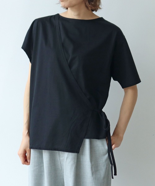 tシャツ スピンギザコットン　カシュクールプルオーバー レディース
