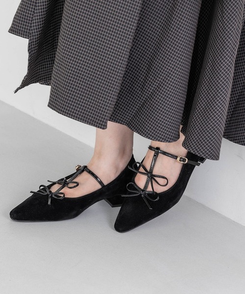 EVOL（イーボル） パンプス 「ふかふか・クッション入り」ダブルリボン