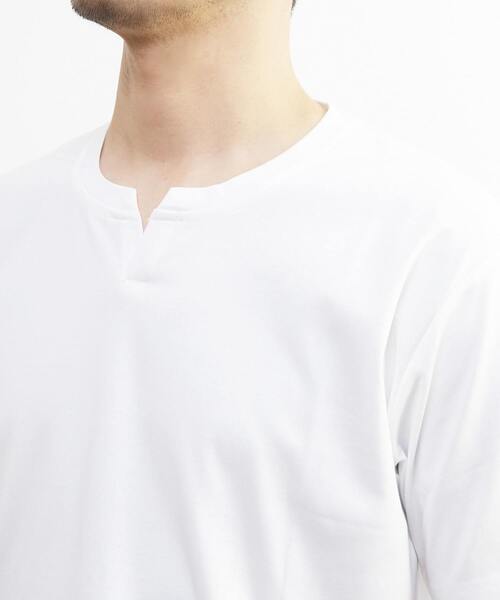 MEN'S MELROSE tシャツ マーセライズドスムース キーネックTシャツ