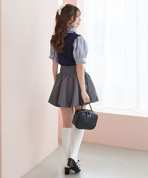 【SET】ネクタイ付きニット+ZIPレザースカート MAJESTIC LEGON（マジェスティックレゴン） ニット セーター ネクタイ