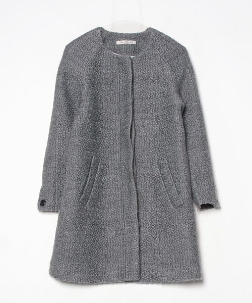 新品タグ付き　グリーンレーベル ノーカラーコート 36 ダークグレー green label relaxing（グリーンレーベルリラクシング） ノーカラー