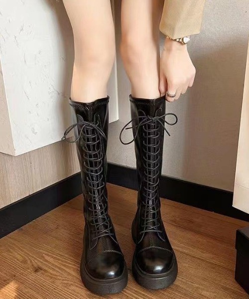 ブーツ レースアップロングブーツ レディース : ZOZOTOWN Yahoo!店