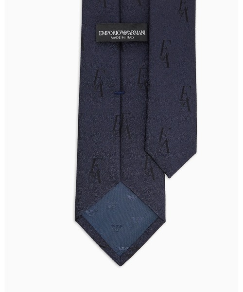 美品 エンポリオアルマーニ ネクタイ シルク 無地 ソリッド 刺繍 ブラック EMPORIO ARMANI ネクタイ 「エンポリオ アルマーニ」ネクタイ