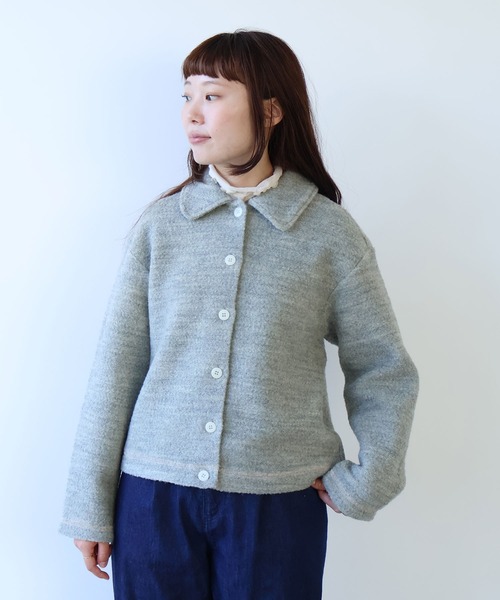 bulle de savon - ビュルデサボン セーター グレー おしゃれ アルパカ モヘヤ DMW bulle de savon（ビュルデサボン） カーディガン ブリティッシュウール