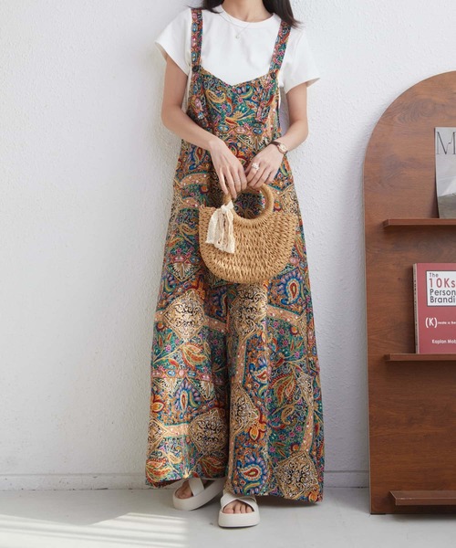 MAISON DE THERESE サロペット オーバーオール ペイズリー
