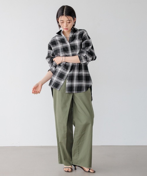 ブラウス シャツ 「薄手生地で長く着られる」アソートチェックBIGシャツ レディース