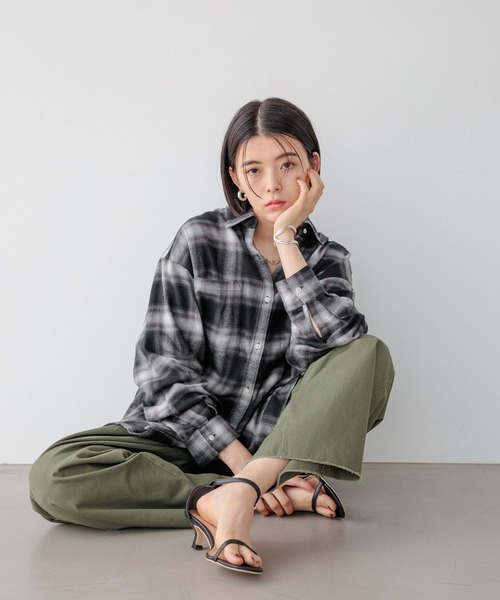 ブラウス シャツ 「薄手生地で長く着られる」アソートチェックBIGシャツ レディース