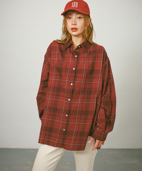 ブラウス シャツ 「薄手生地で長く着られる」アソートチェックBIGシャツ レディース