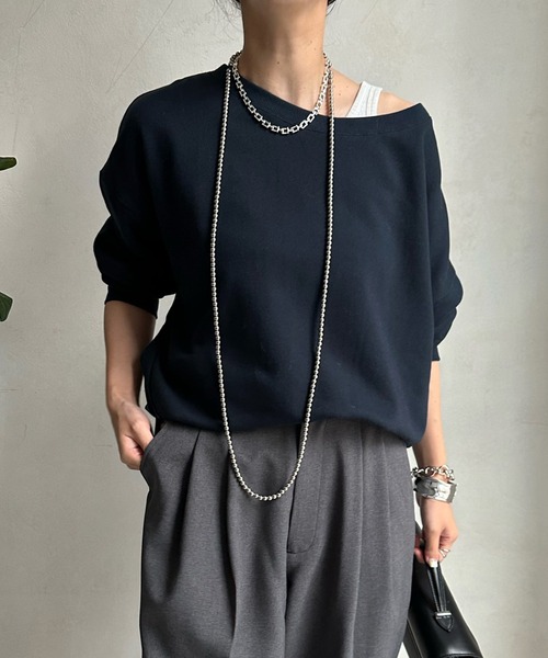 「DouDou」 スウェットカットソー FREE アイボリー レディース_画像8