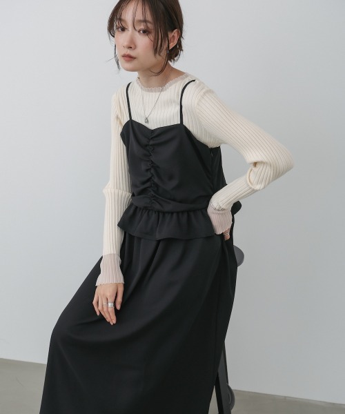 BAB（バブ） ワンピース 「選べるサイズ展開」フロントギャザーフリル