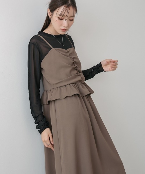 BAB（バブ） ワンピース 「選べるサイズ展開」フロントギャザーフリル