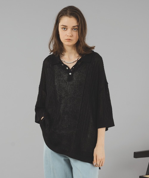 「selle glant」 半袖ニット MEDIUM ブルー メンズ_画像2