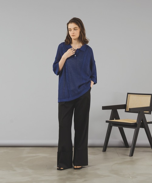 「selle glant」 半袖ニット MEDIUM ブルー メンズ_画像3