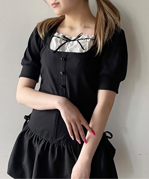 「one way」 半袖カットソー FREE ブラック レディース_画像4