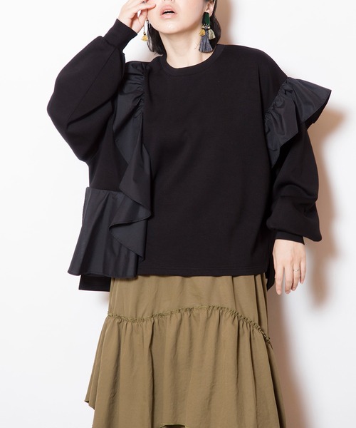 OSMOSIS（オズモーシス） tシャツ アシンメトリーフリルプルオーバー