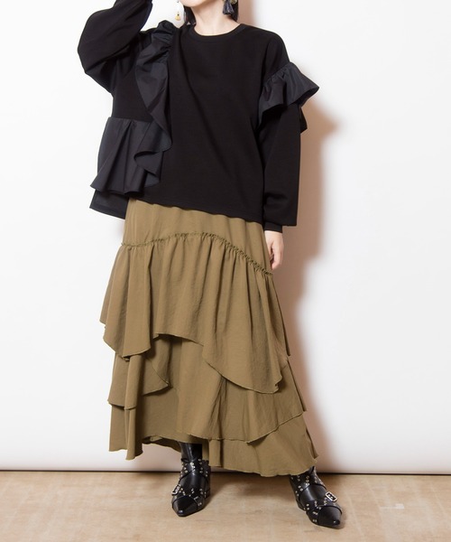 最終sale⭐︎新品✦︎OSMOSIS❤︎カットソー❤︎アシンメトリー フリル OSMOSIS（オズモーシス） tシャツ アシンメトリーフリルプルオーバー