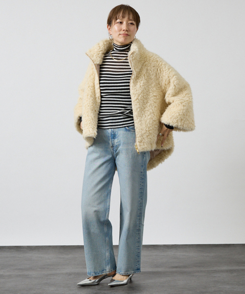 アイボリー　メッシュボンディングコクーンブルゾン アイボリー メッシュボンディングコクーンブルゾン