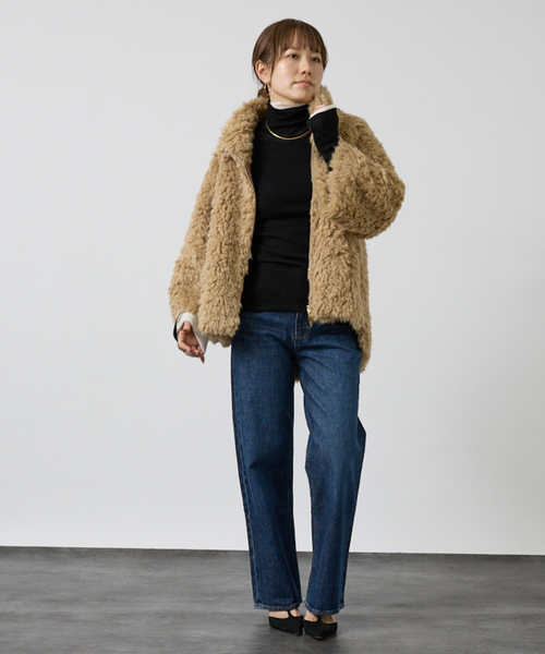 アイボリー　メッシュボンディングコクーンブルゾン アイボリー メッシュボンディングコクーンブルゾン ニット両面パイ