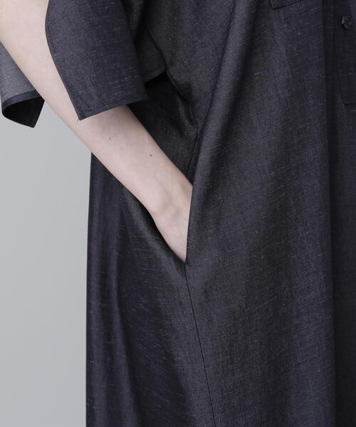 アドーア　長袖シャツワンピース　ネイビー　ワンピース ADORE（アドーア） シャツワンピース 38 ネイビー レディース