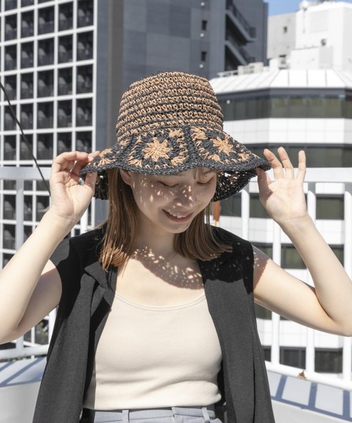 「SMELLY」 ストローハット - ブラック系その他 レディース_画像3
