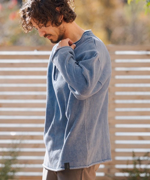 CAMBIO（カンビオ） tシャツ mlt5519- Pigment Dyed Henley Neck Knit