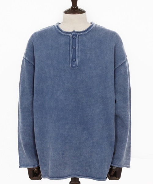 CAMBIO（カンビオ） tシャツ mlt5519- Pigment Dyed Henley Neck Knit
