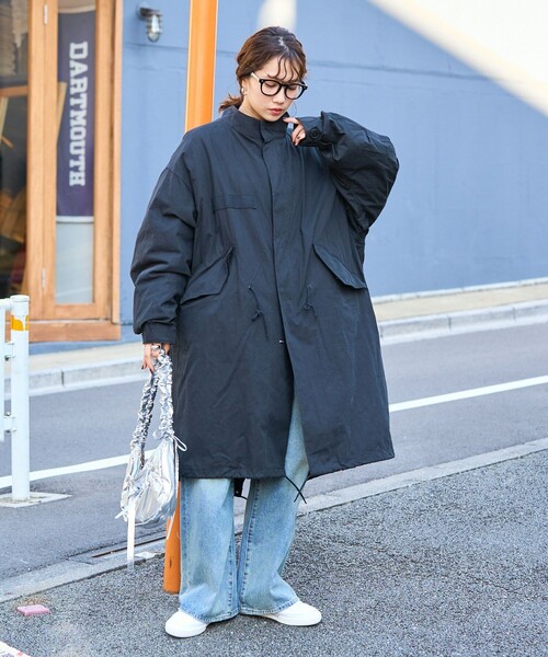 黒 モッズコート フロントポケット付き FREAK'S STORE FREAK'S STORE（フリークスストア） モッズコート フリ- ブラック