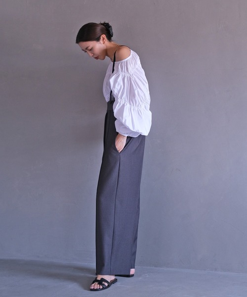 AKTE アクテ サスペンダー付きワイドパンツ グレー 極美品】AKTE