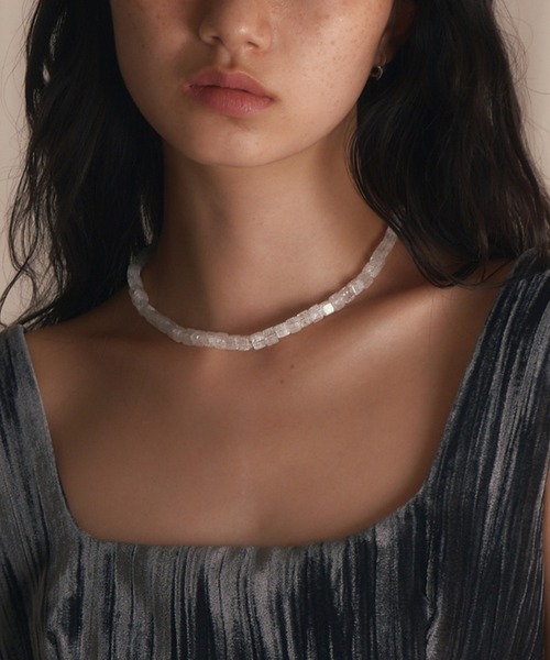 whoseA（フーシー） ネックレス 「silver925」 cube stone Necklace