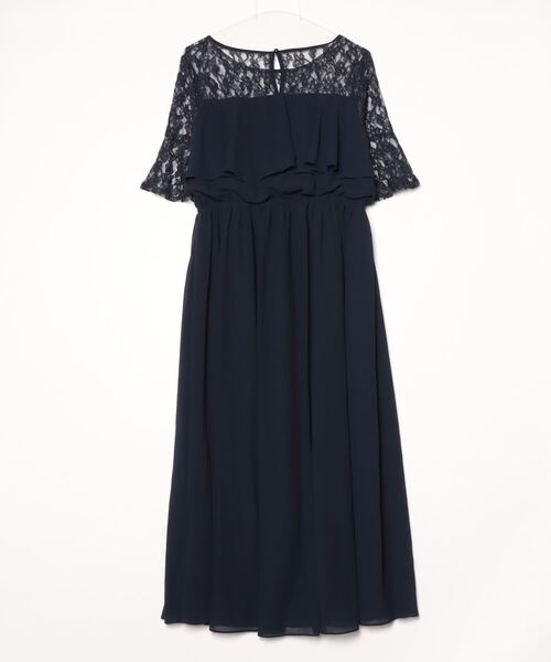 「DRESS PLUS」 半袖ワンピース X-LARGE ネイビー レディース_画像2