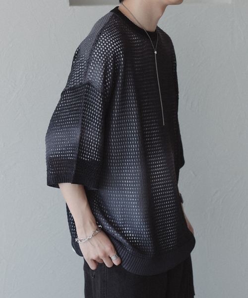 「epnok」 半袖ニット SMALL グレイッシュブルー メンズ_画像2