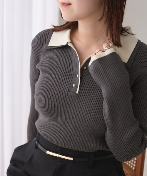 「VIS」 長袖ニット FREE ブラウン レディース_画像4