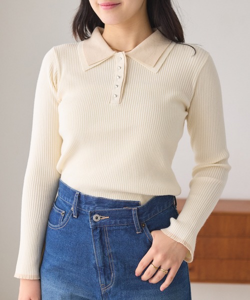 「VIS」 長袖ニット FREE ブラウン レディース_画像8