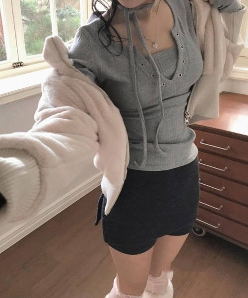 tシャツ 「26春夏新作」フロントレースアップデザインロンT レディース | lulufa | 18