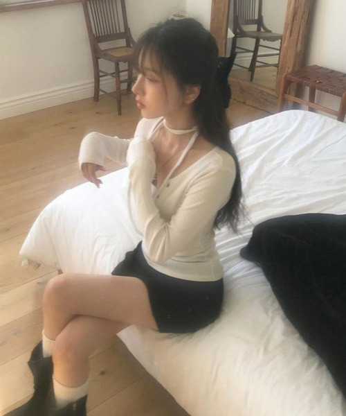 tシャツ 「26春夏新作」フロントレースアップデザインロンT レディース | lulufa | 10