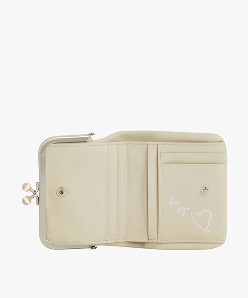 agnes b. レザー　がま口　二つ折り財布　ベージュ agnes b. レザー がま口 二つ折り財布 ベージュ 【公式通販】