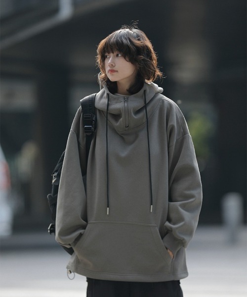 パーカー ハーフジップ オーバーサイズ レディース : ZOZOTOWN Yahoo