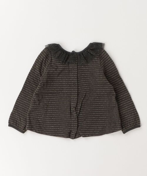 「PETIT BATEAU」 「KIDS」ボーダー柄カーディガン 86 ブラウン キッズ_画像2