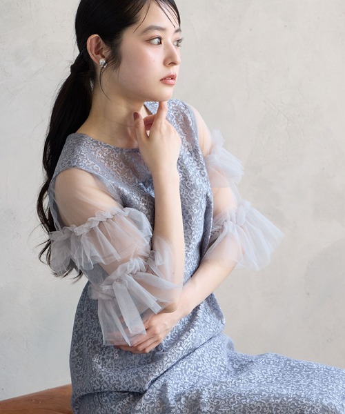 Aimer  パーティドレス イレギュラーヘム・ミモレ丈ドレス｜パーティードレスの通販AIMER
