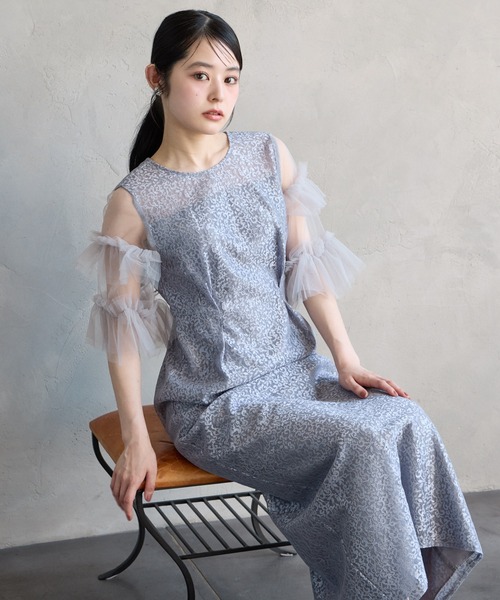 AIMER（エメ） ドレス チュールティアードスリーブレースタイト