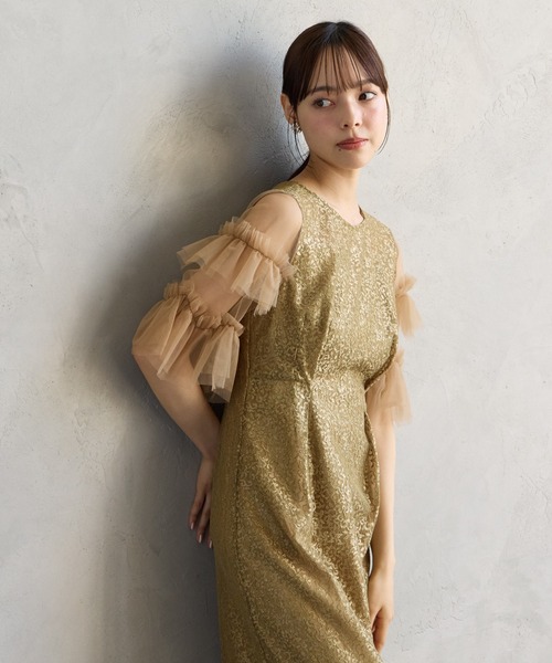 AIMER（エメ） ドレス チュールティアードスリーブレースタイト