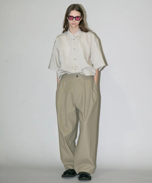 パンツ 「my beautiful landlet」 HIGH-TWIST TWILL TUCK WIDE PANTS メンズ レディースの画像