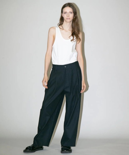 パンツ 「my beautiful landlet」 HIGH-TWIST TWILL TUCK WIDE PANTS メンズ レディースの画像