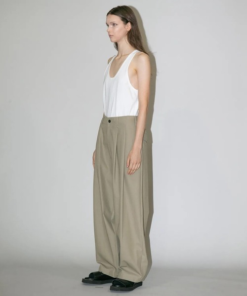 パンツ 「my beautiful landlet」 HIGH-TWIST TWILL TUCK WIDE PANTS メンズ レディースの画像