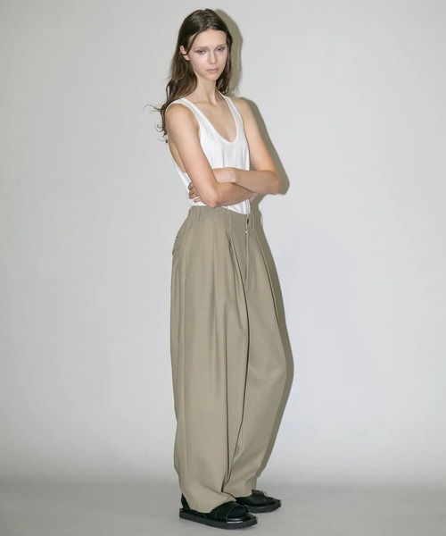 パンツ 「my beautiful landlet」 HIGH-TWIST TWILL TUCK WIDE PANTS メンズ レディースの画像