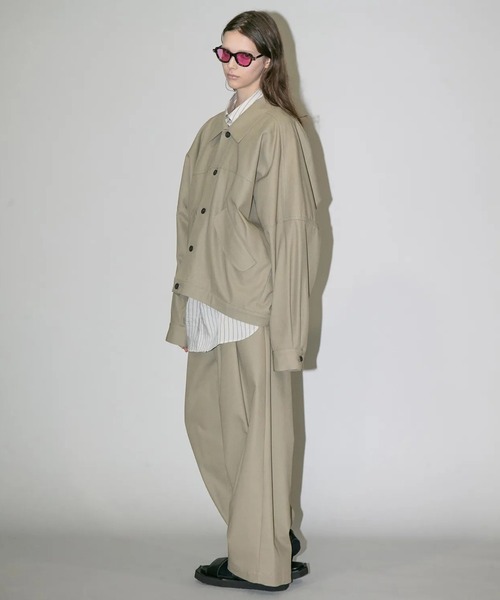 パンツ 「my beautiful landlet」 HIGH-TWIST TWILL TUCK WIDE PANTS メンズ レディースの画像