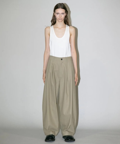 パンツ 「my beautiful landlet」 HIGH-TWIST TWILL TUCK WIDE PANTS メンズ レディースの画像