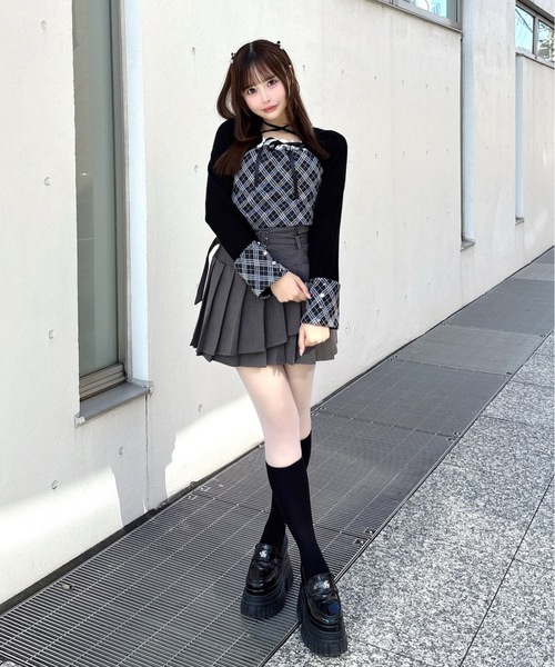 one way（ワンウェイ） tシャツ チェック×ボレロ風トップス レディース