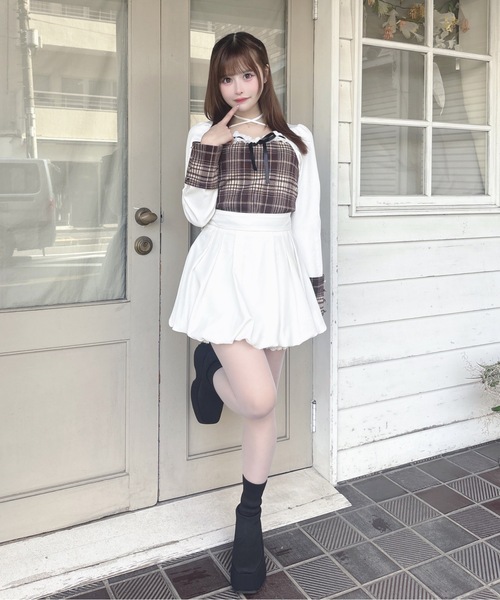 one way（ワンウェイ） tシャツ チェック×ボレロ風トップス レディース