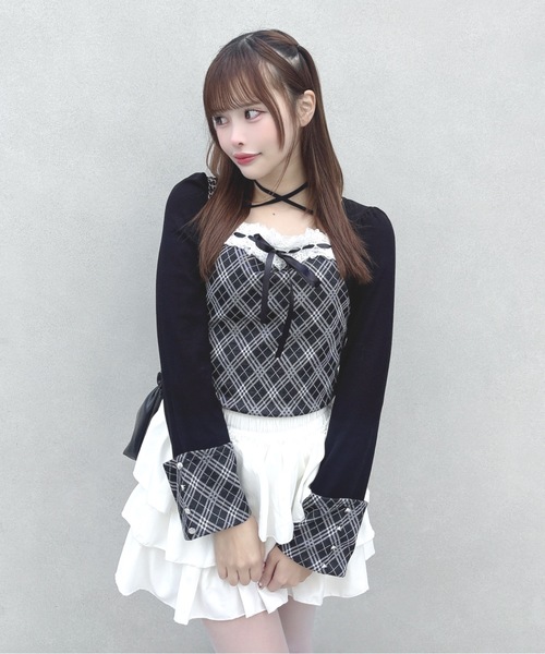 one way（ワンウェイ） tシャツ チェック×ボレロ風トップス レディース